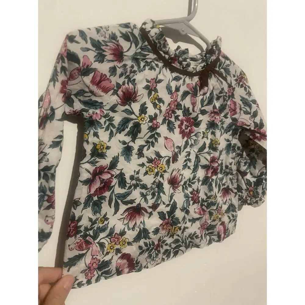 Janie & Jack Girls 12-18 Months Floral Long‎ Sleeve Blouse